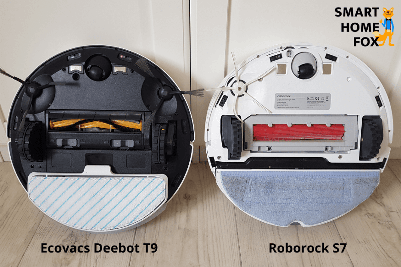 Ecovacs Deebot T9 und der Roborock S7 von unten